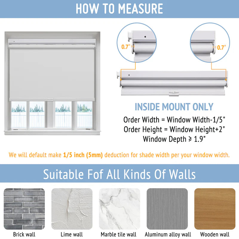 Keego No Drill Blackout Roller Shades Cordless Child Safe