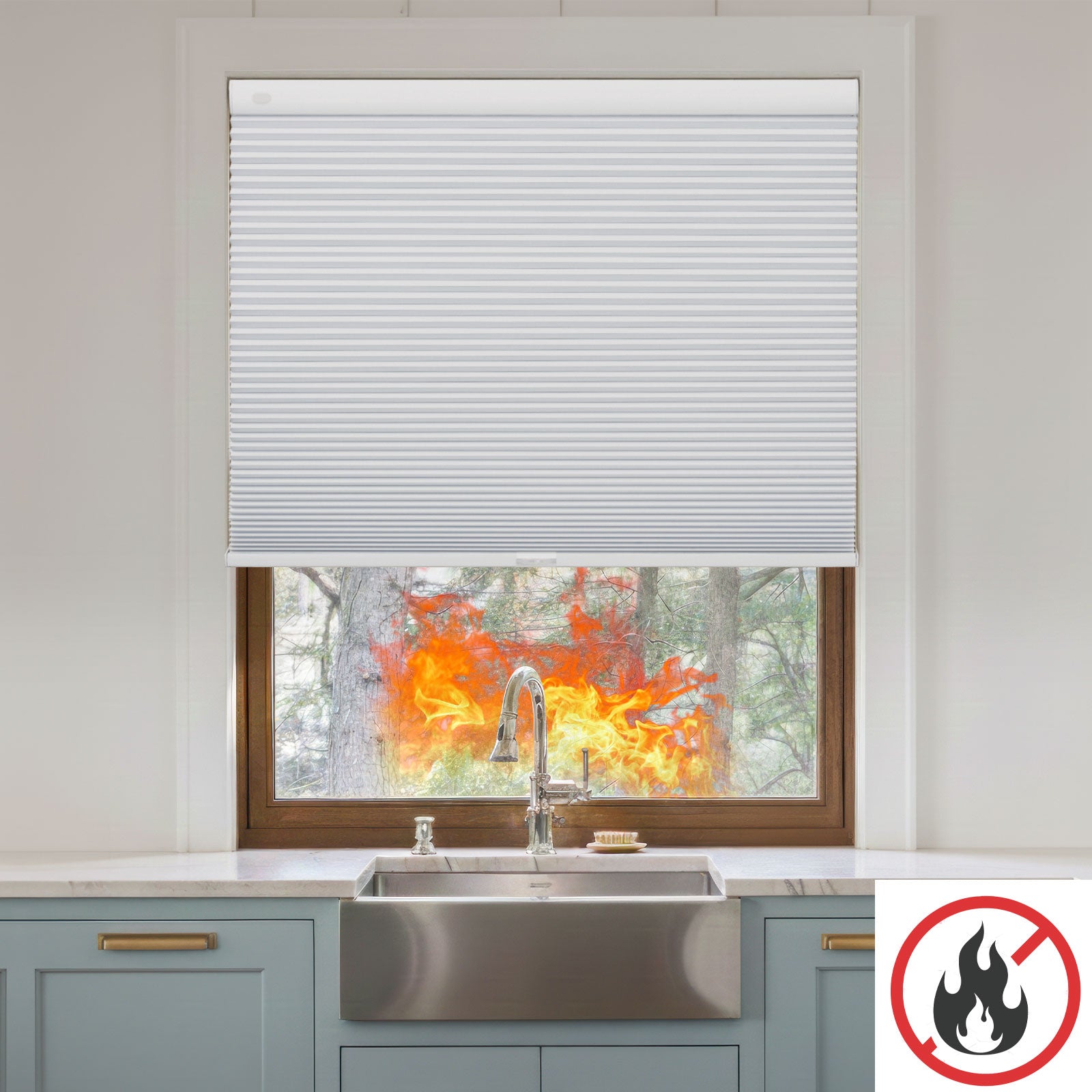Keego No Drill Fire-Resistant Insulated Honeycomb Cellular Shades