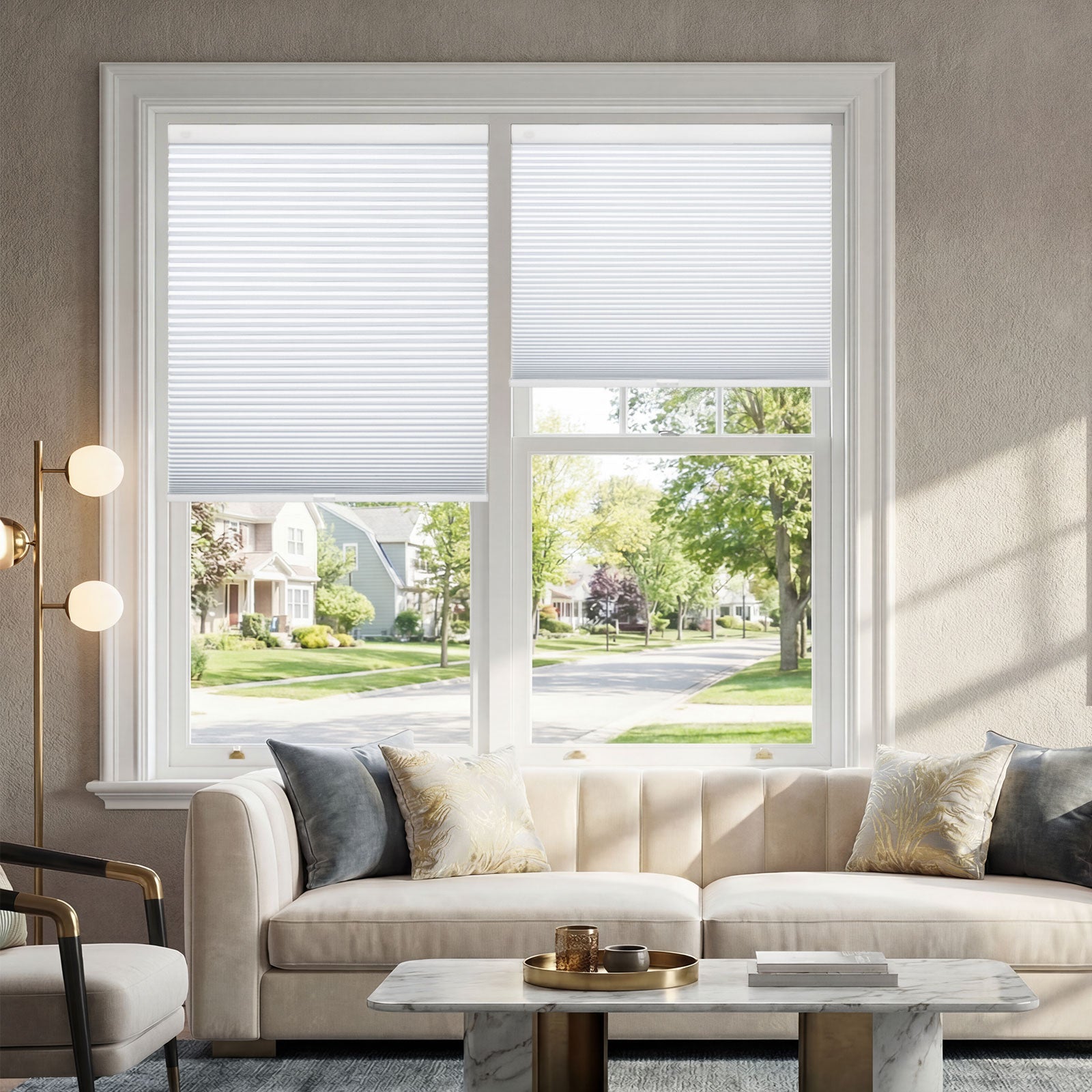 Keego No Drill Fire-Resistant Insulated Honeycomb Cellular Shades