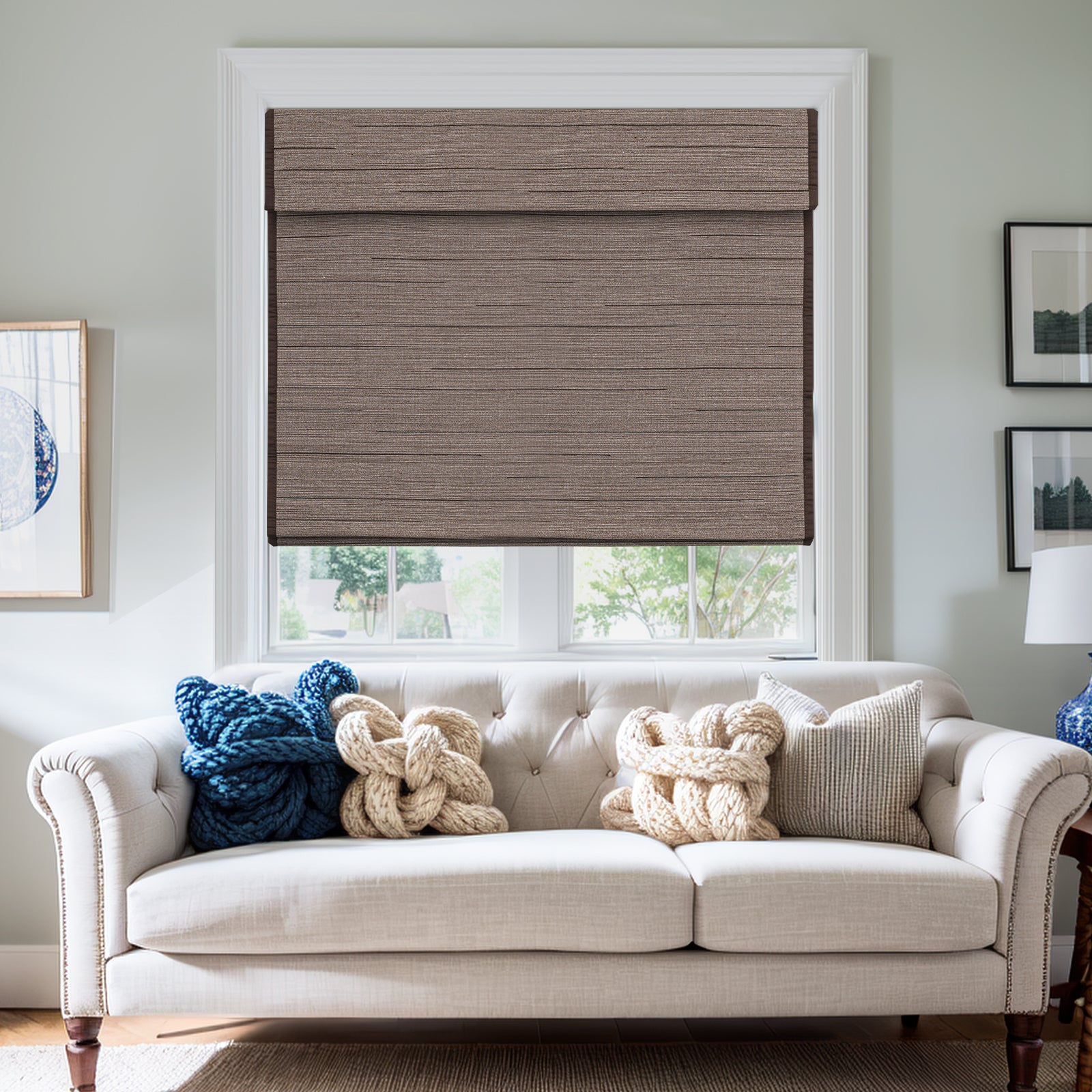 Keego Natural Fabric Roman Bamboo Shades Cordless