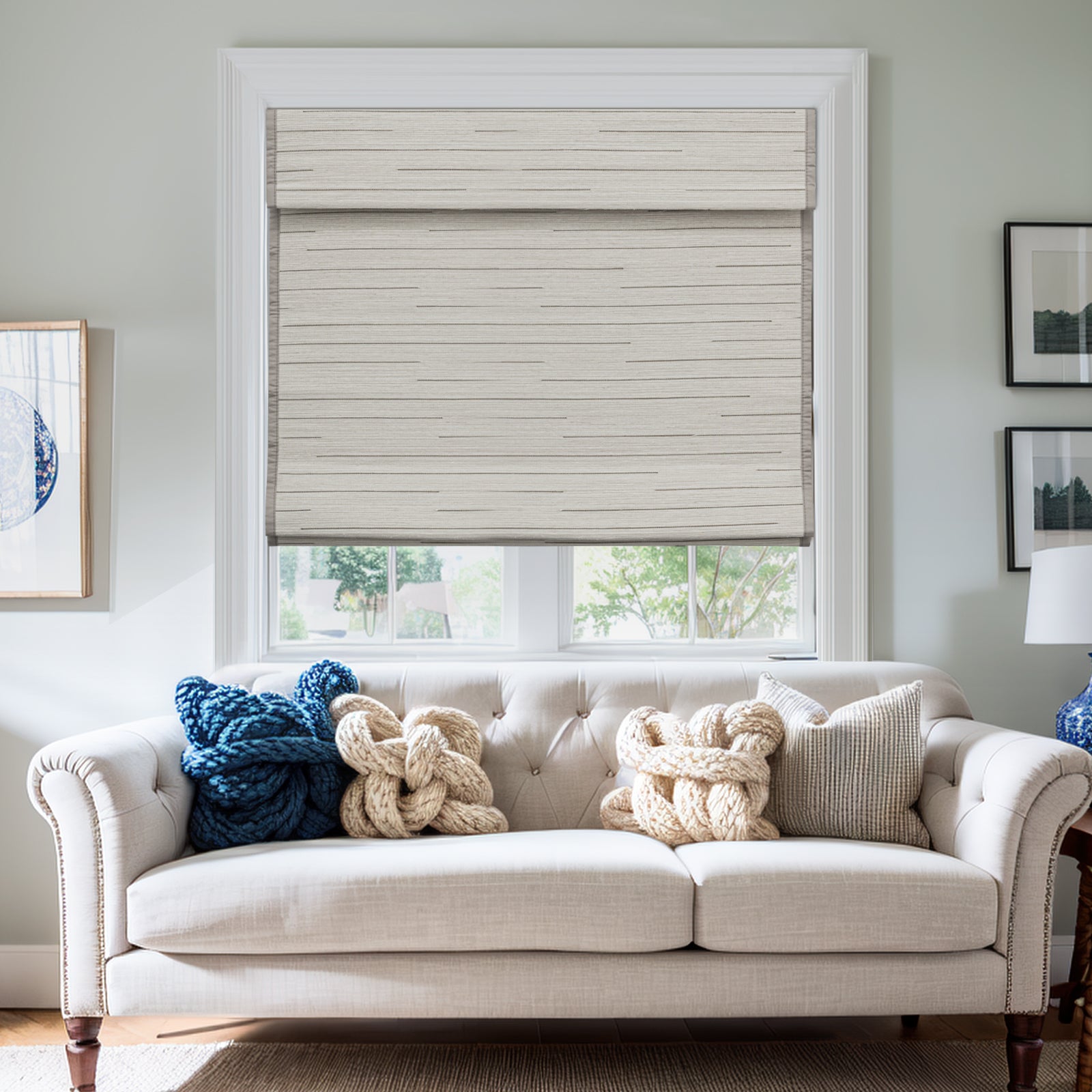 Keego Natural Fabric Roman Bamboo Shades Cordless