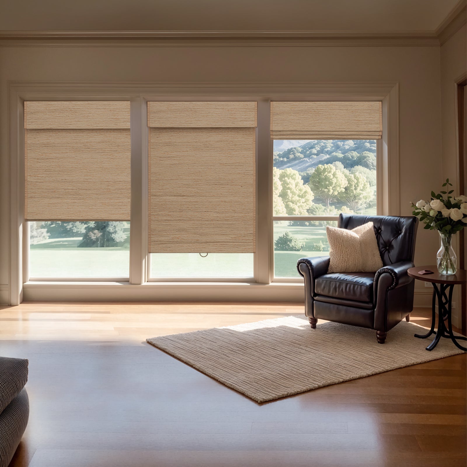 Keego Natural Fabric Roman Bamboo Shades Cordless