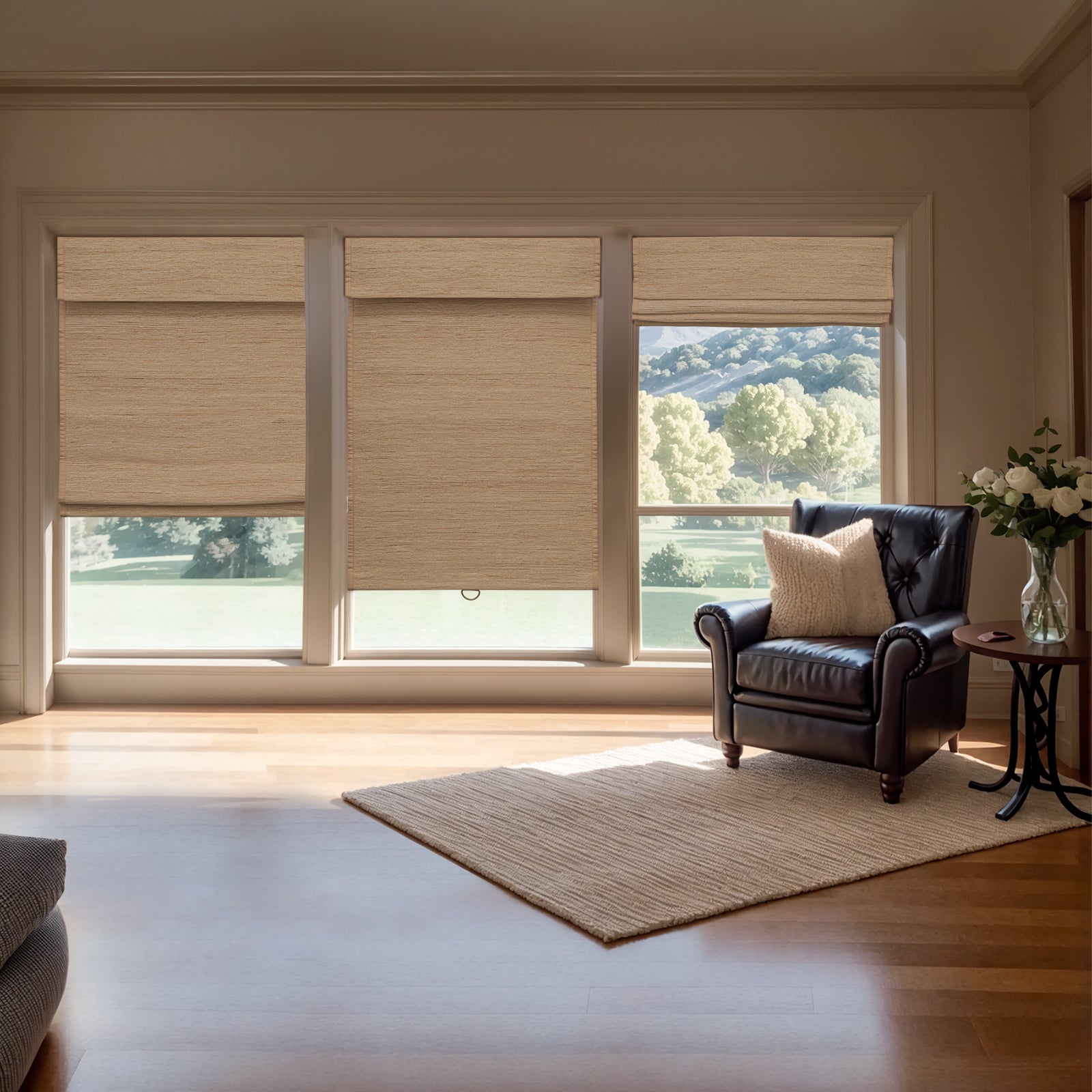 Keego Natural Fabric Roman Bamboo Shades Cordless