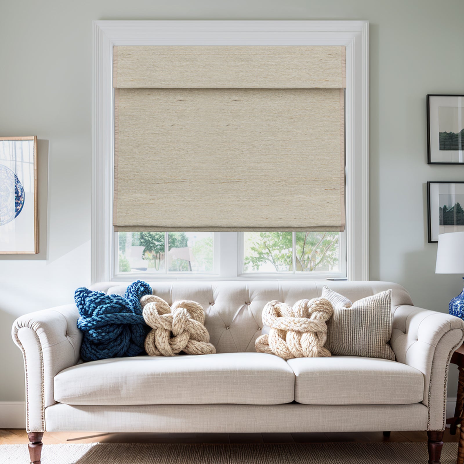 Keego Natural Fabric Roman Bamboo Shades Cordless