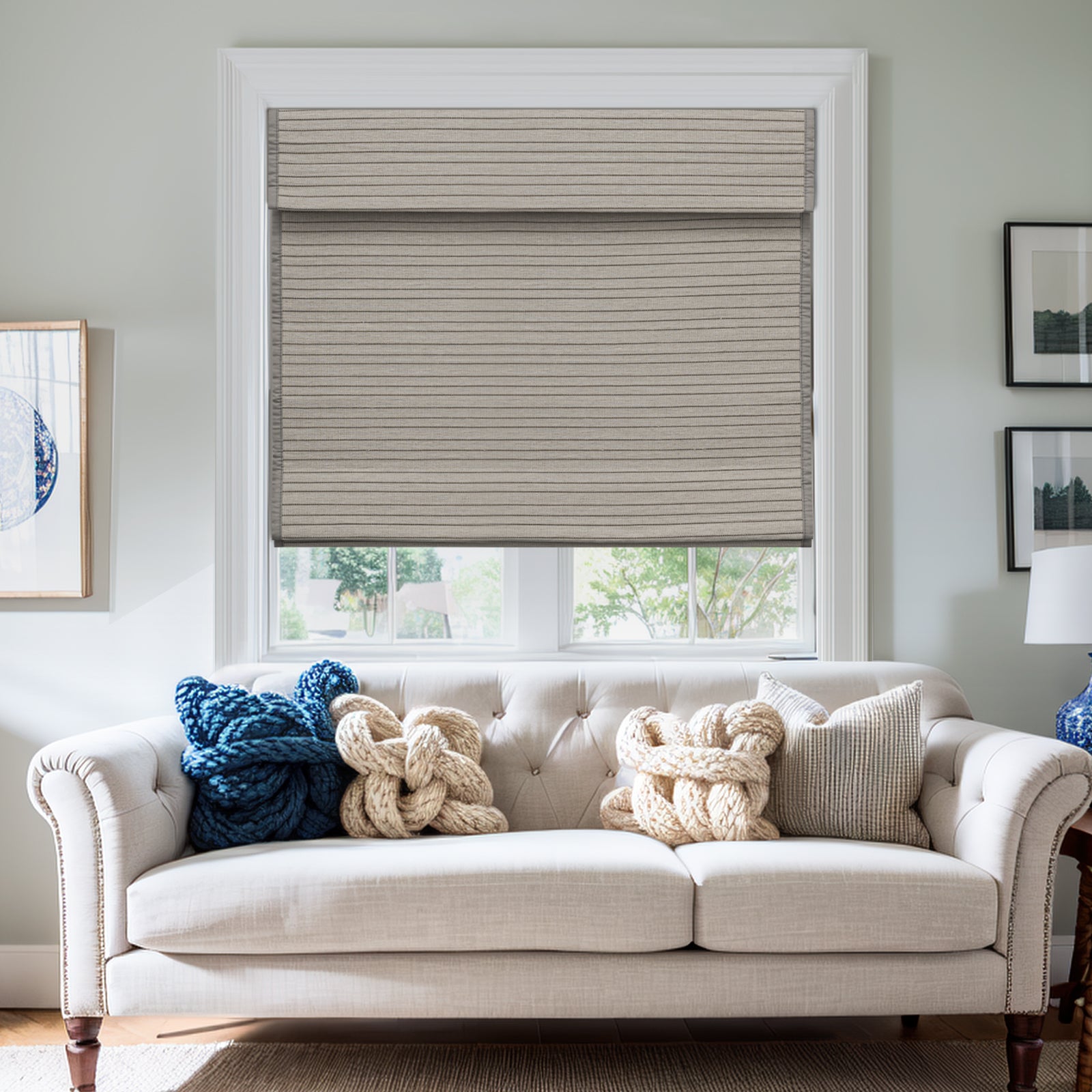 Keego Natural Fabric Roman Bamboo Shades Cordless