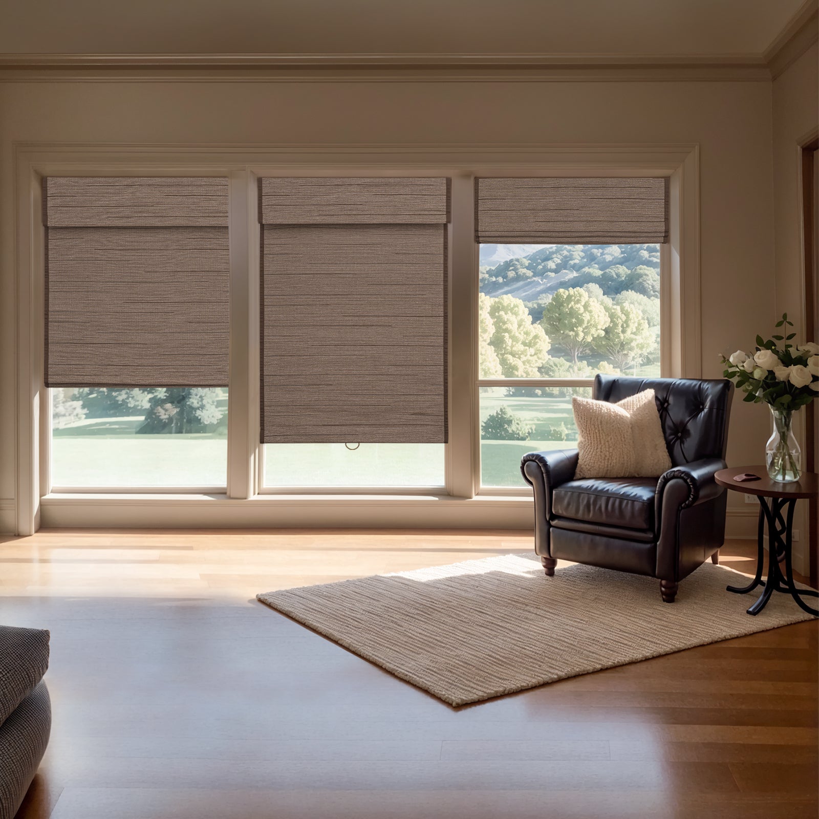 Keego Natural Fabric Roman Bamboo Shades Cordless