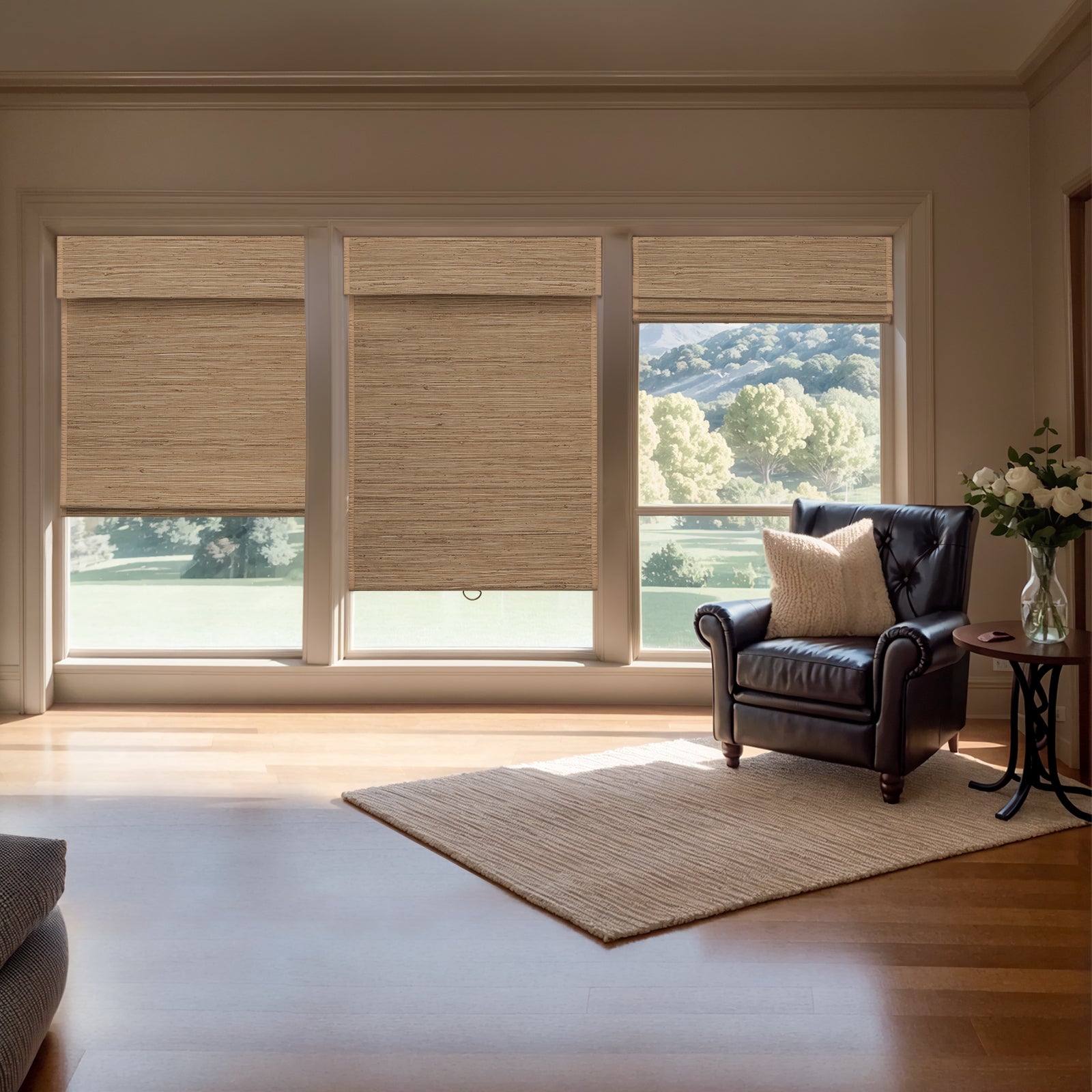 Keego Natural Fabric Roman Bamboo Shades Cordless