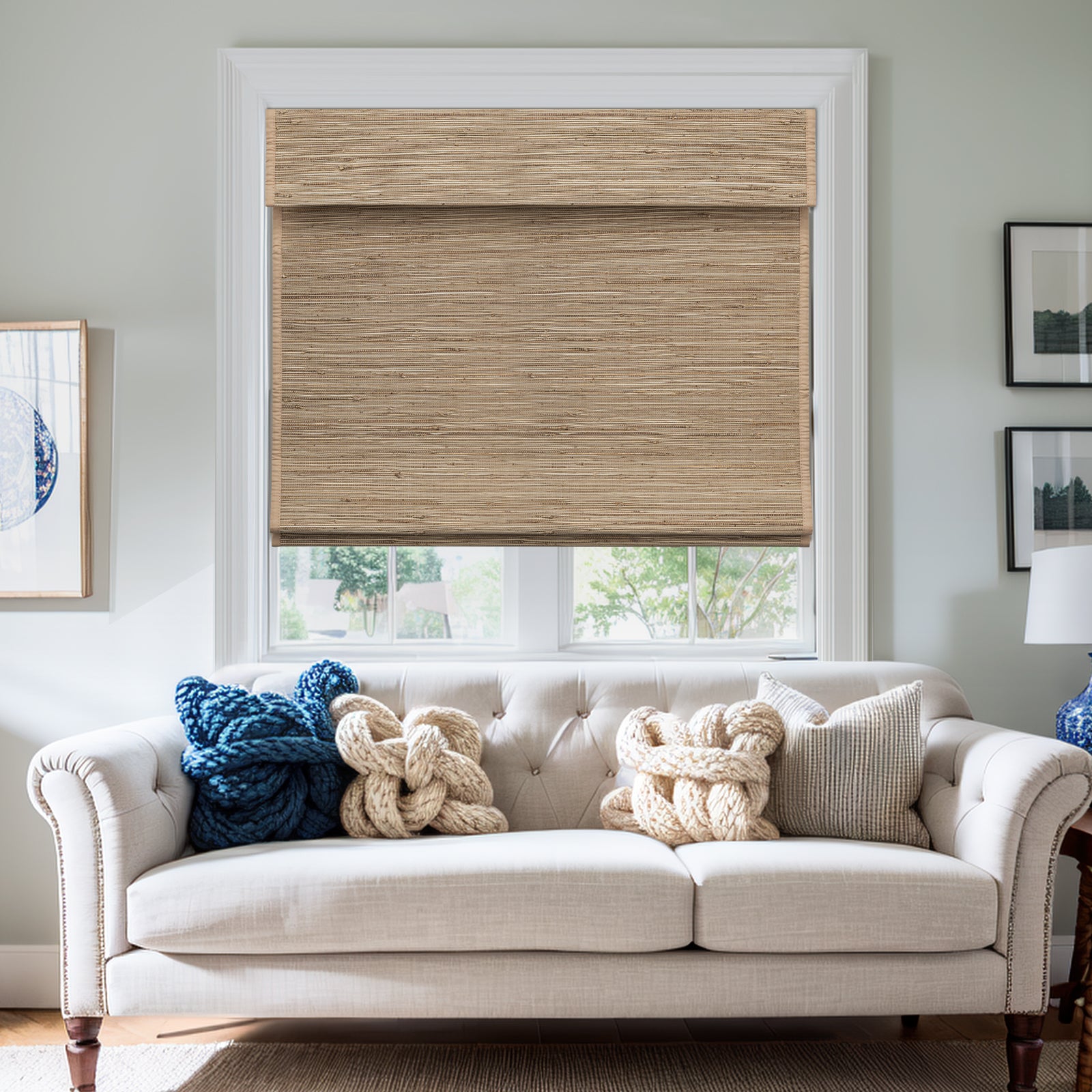 Keego Natural Fabric Roman Bamboo Shades Cordless