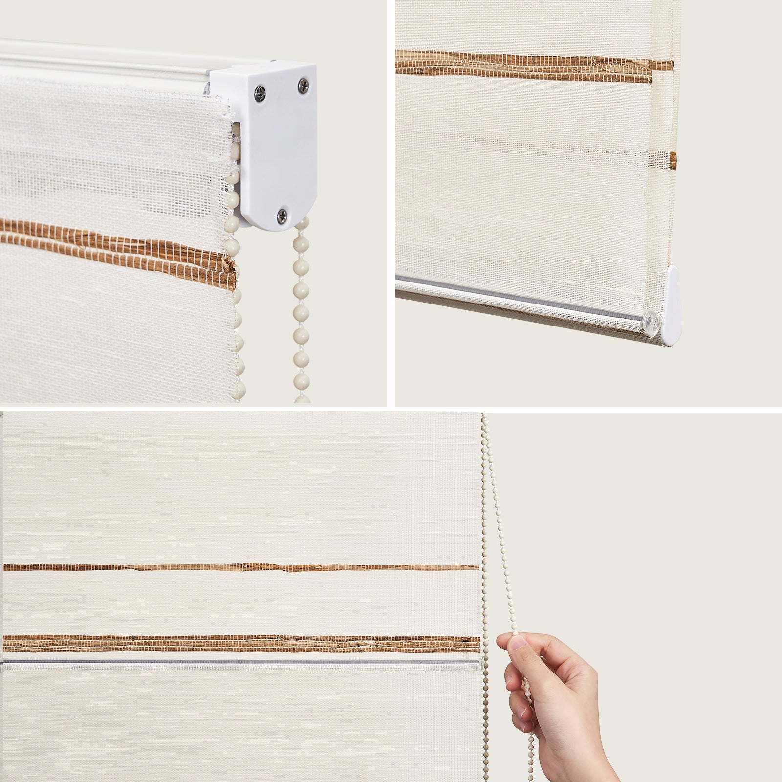 Keego Classic Soft Linen Roman Fabric Window Treatments