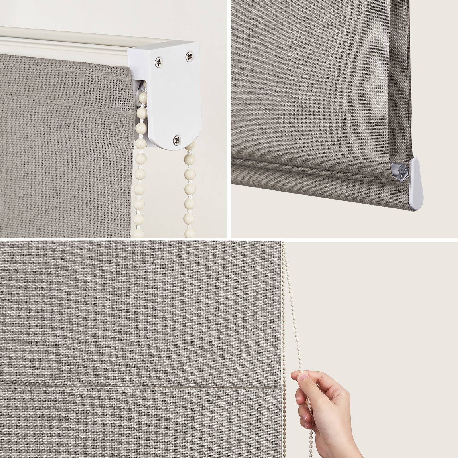 Keego Classic Soft Linen Roman Fabric Window Treatments