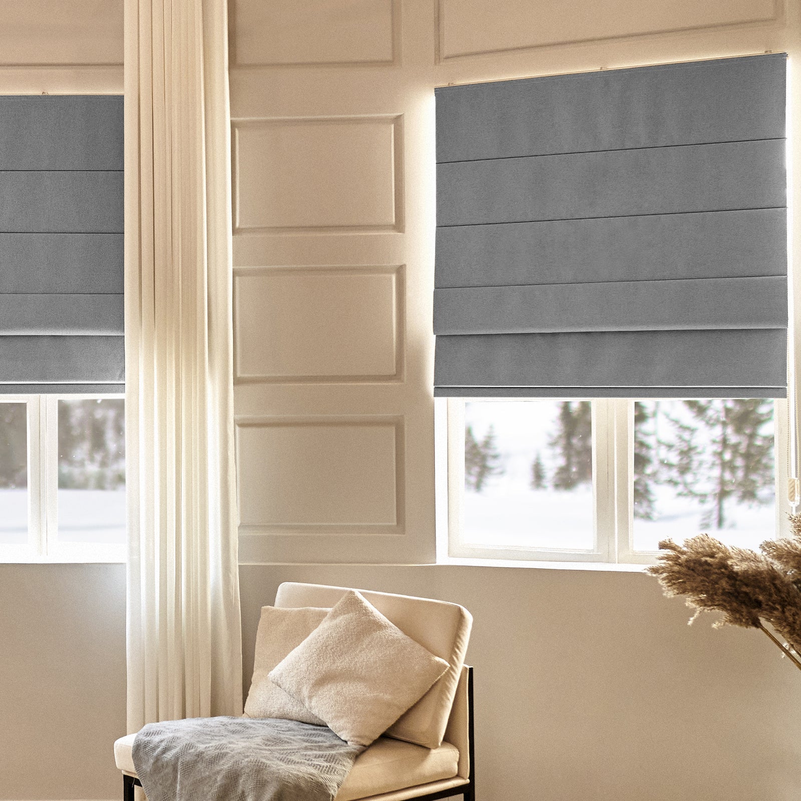 Keego Classic Soft Linen Roman Fabric Window Treatments