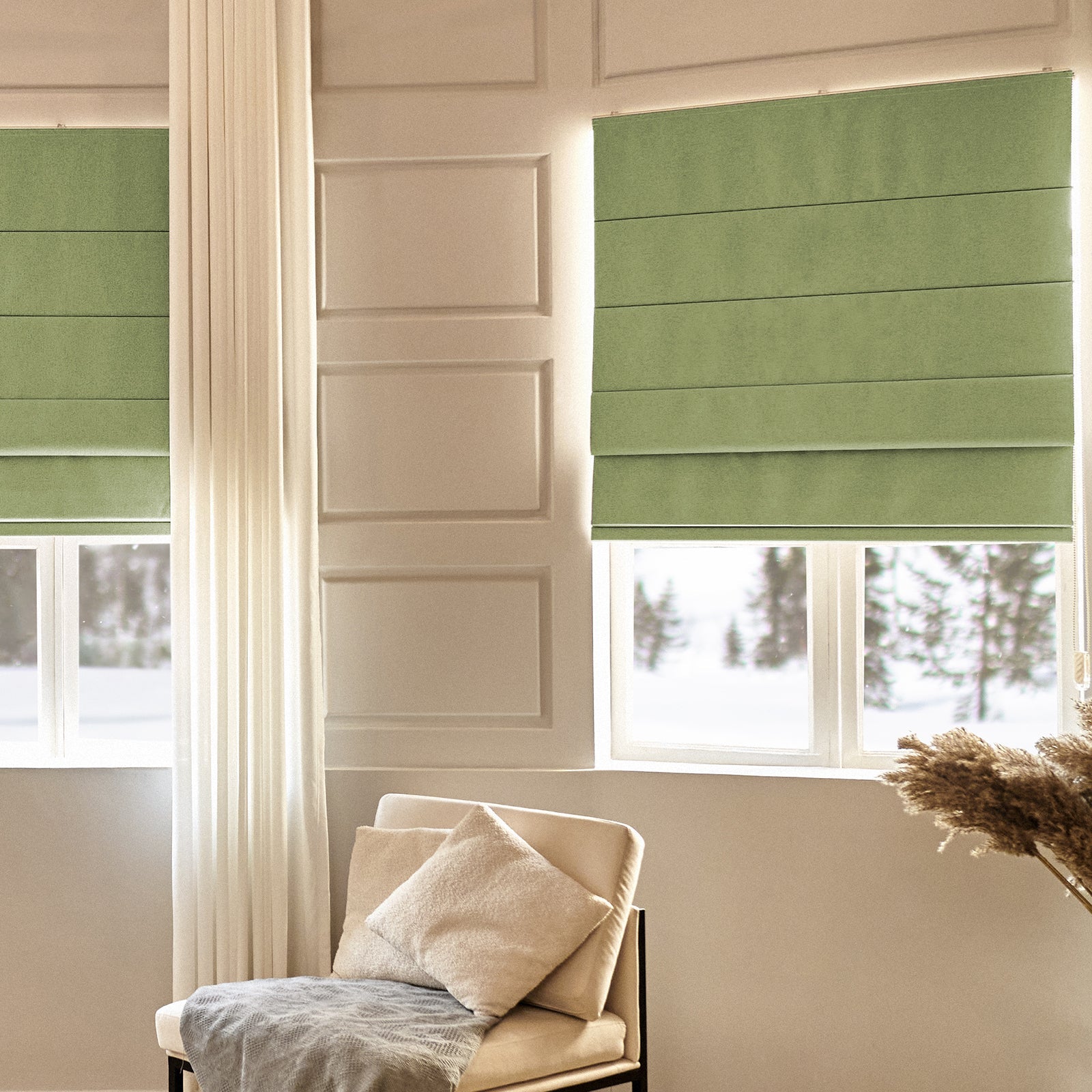 Keego Classic Soft Linen Roman Fabric Window Treatments
