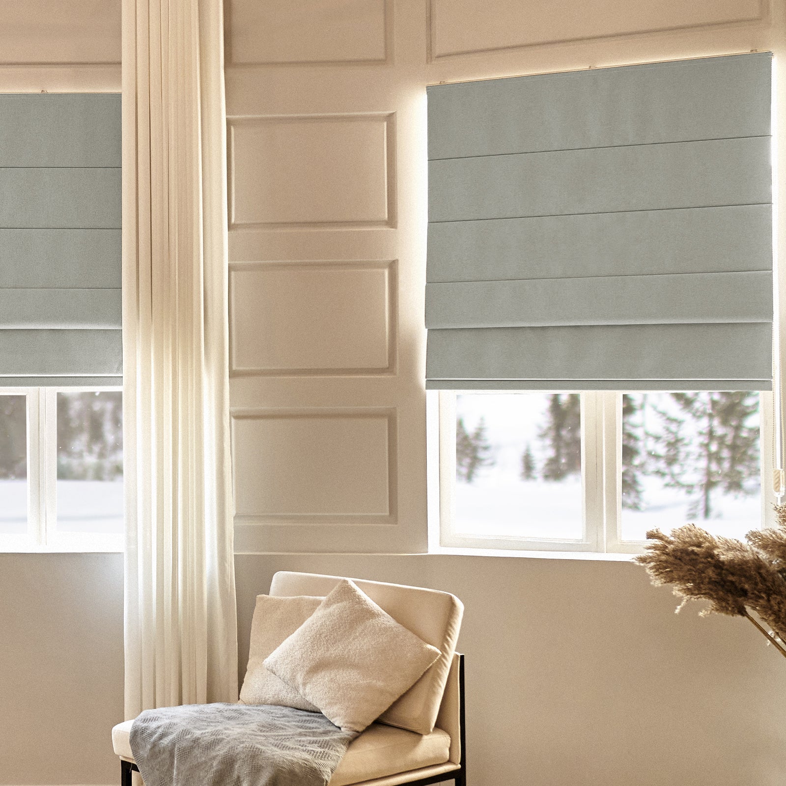 Keego Classic Soft Linen Roman Fabric Window Treatments