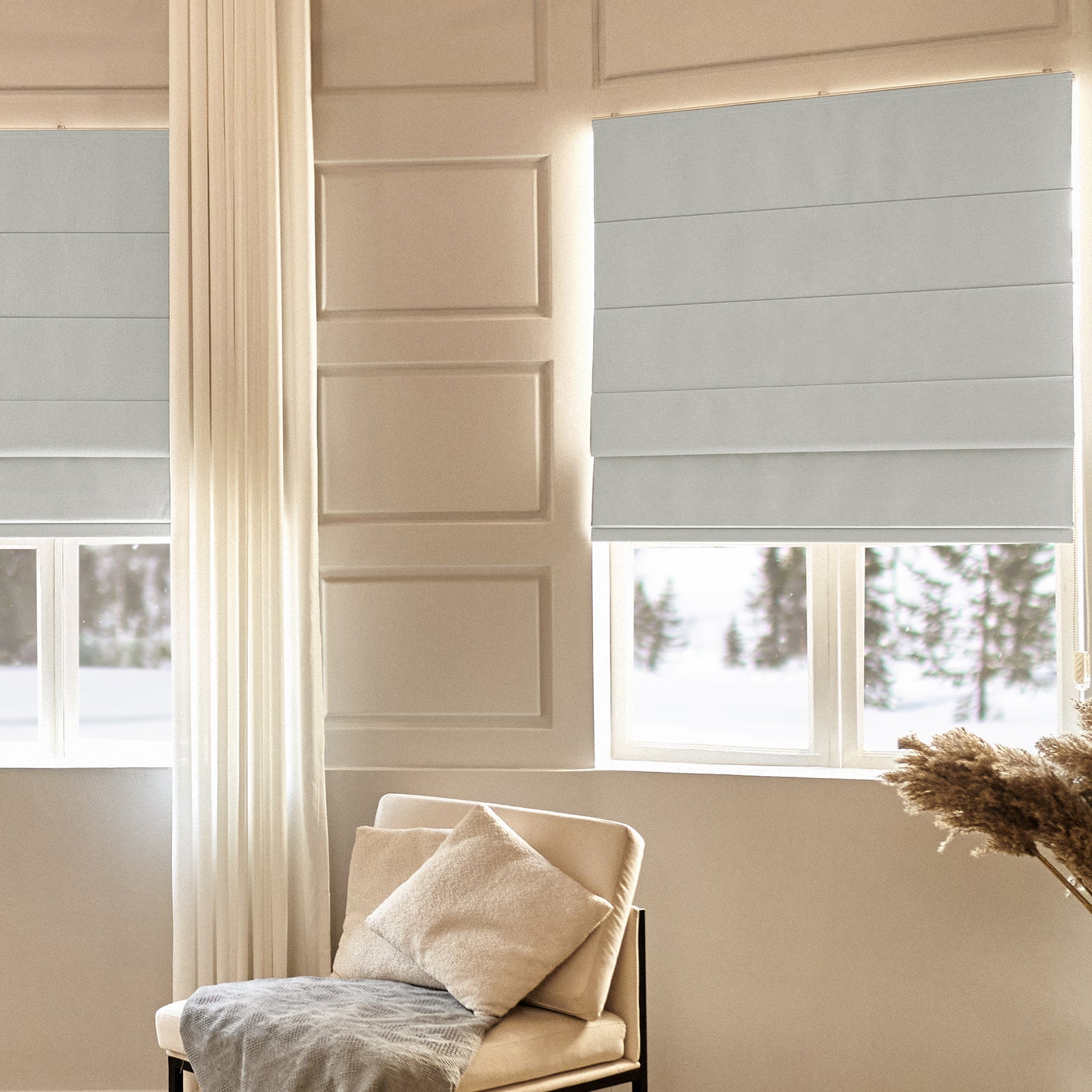 Keego Classic Soft Linen Roman Fabric Window Treatments
