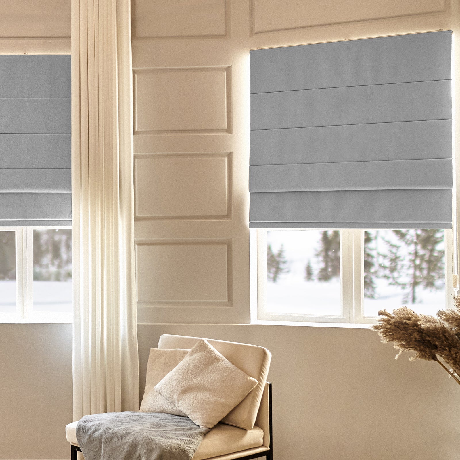 Keego Classic Soft Linen Roman Fabric Window Treatments