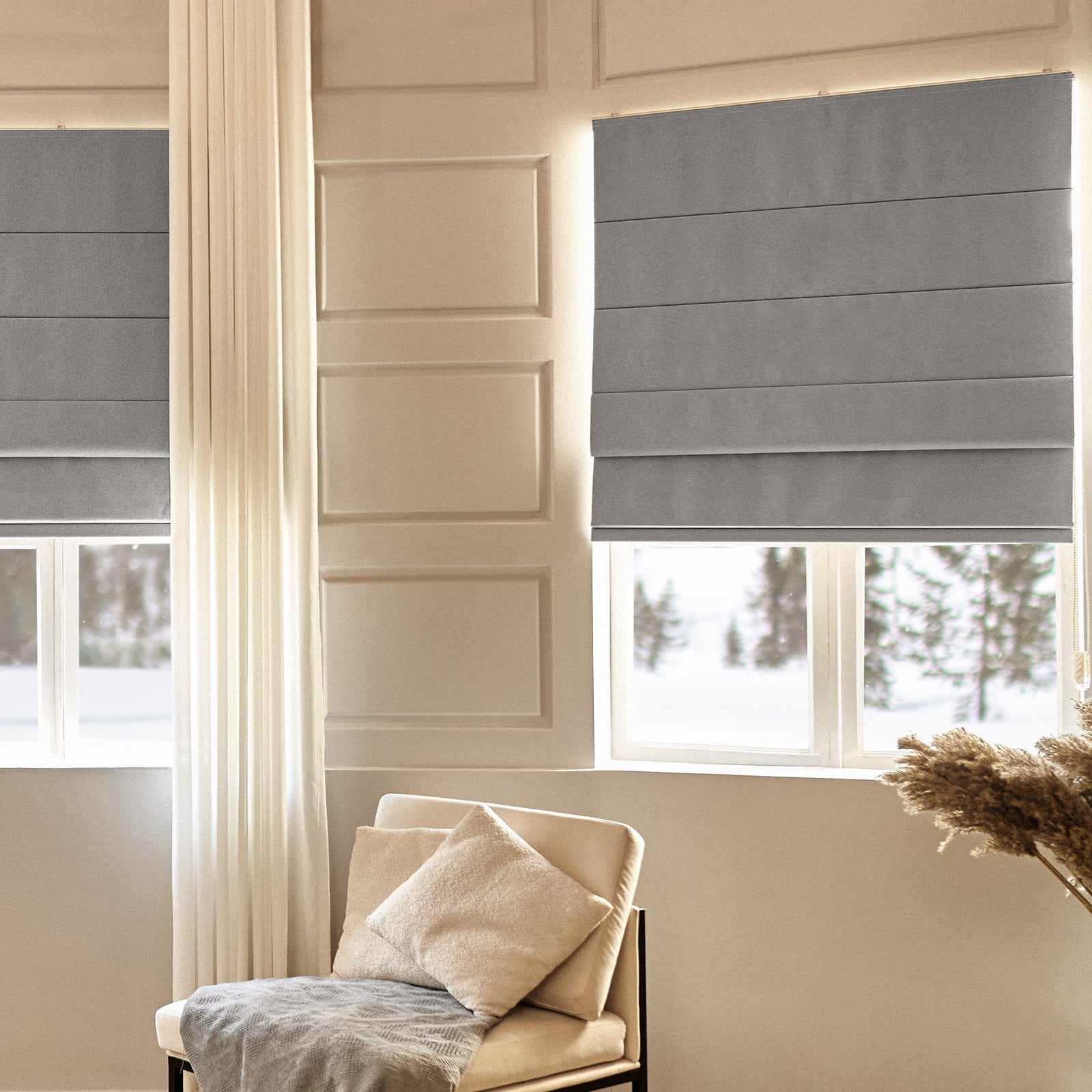 Keego Classic Soft Linen Roman Fabric Window Treatments