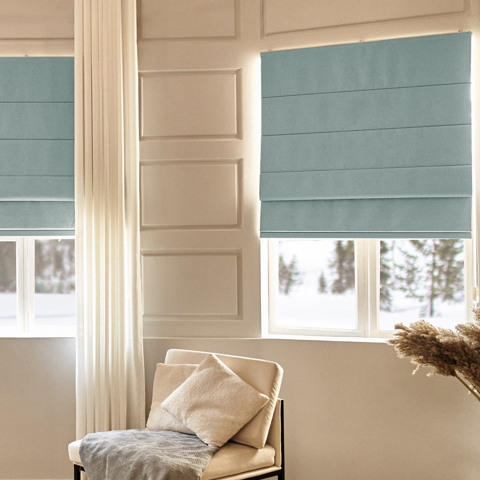 Keego Classic Soft Linen Roman Fabric Window Treatments