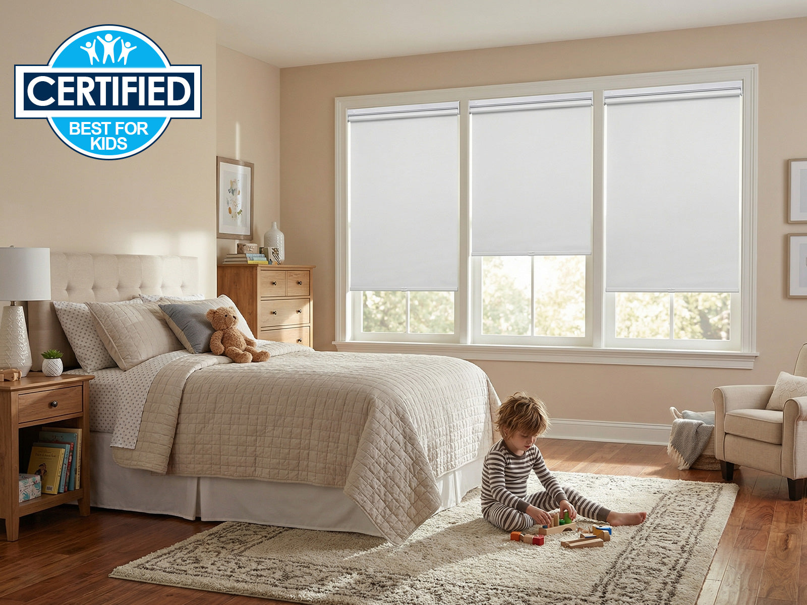 Keego No Drill Cordless Roller Shades – Child-Safe & Easy to Install