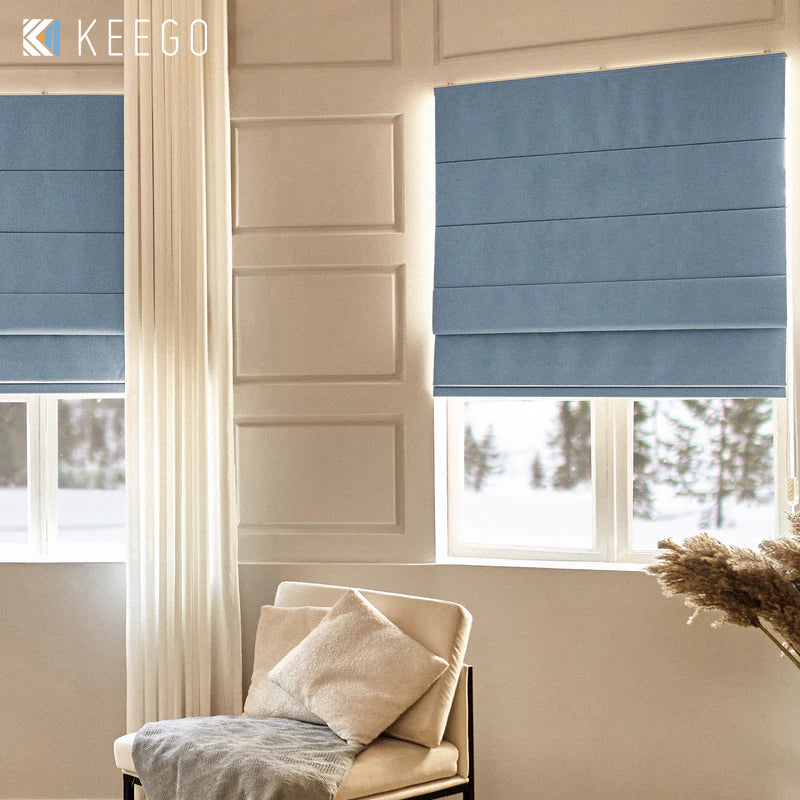 Keego Classic Soft Linen Roman Fabric Window Treatments