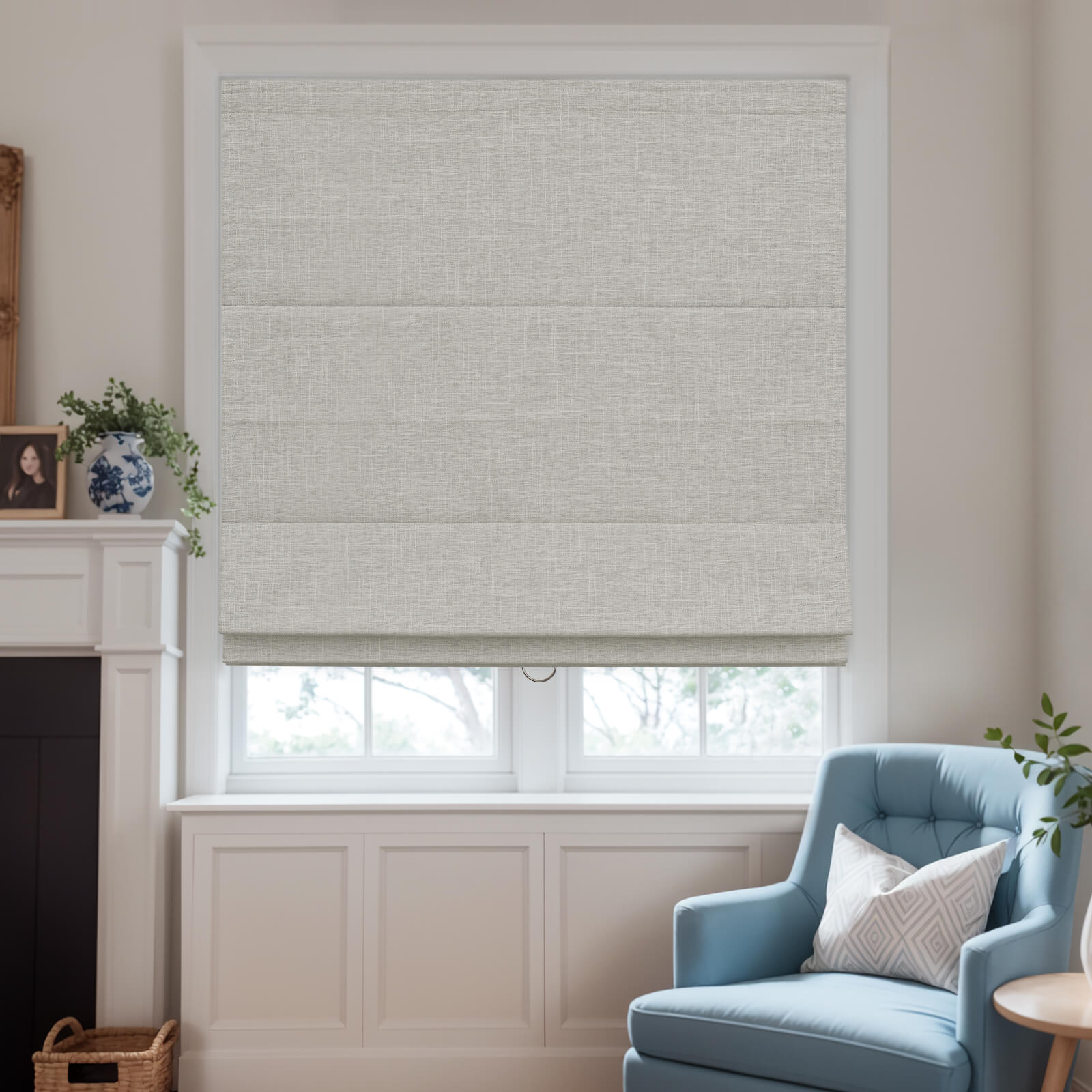 Keego 100% Blackout Flocking Fabric Cordless Roman Shades