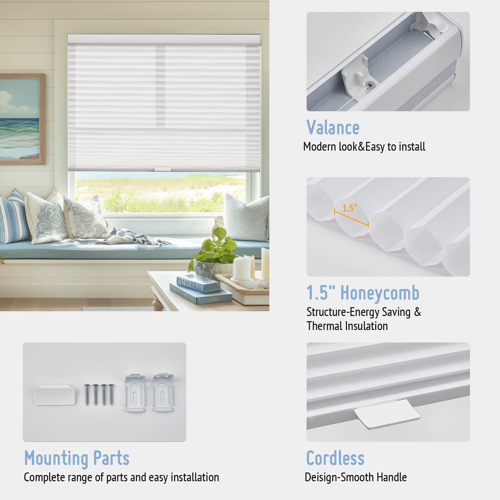Keego Express Honeycomb Cellular Shades Cordless