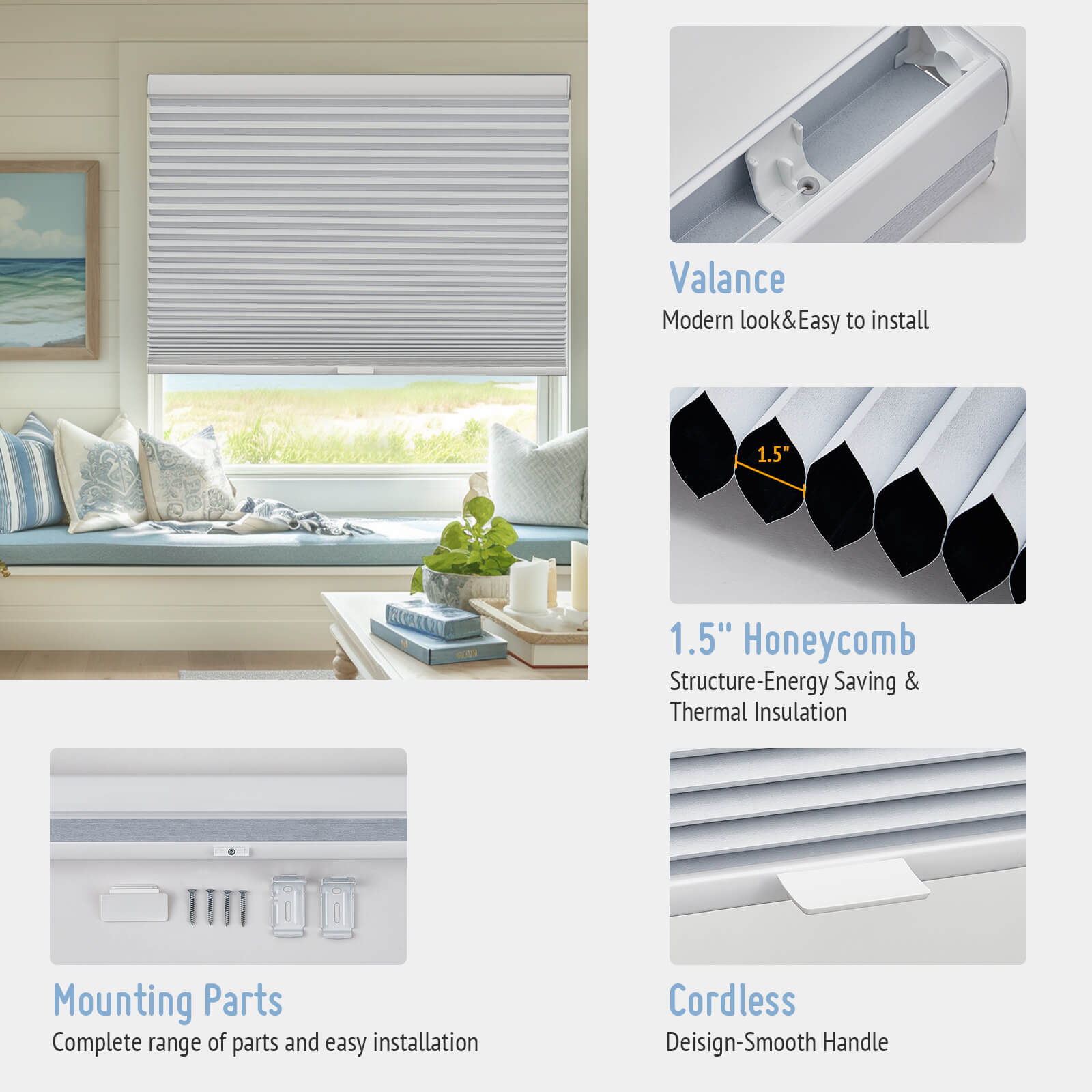 Keego Express Honeycomb Cellular Shades Cordless