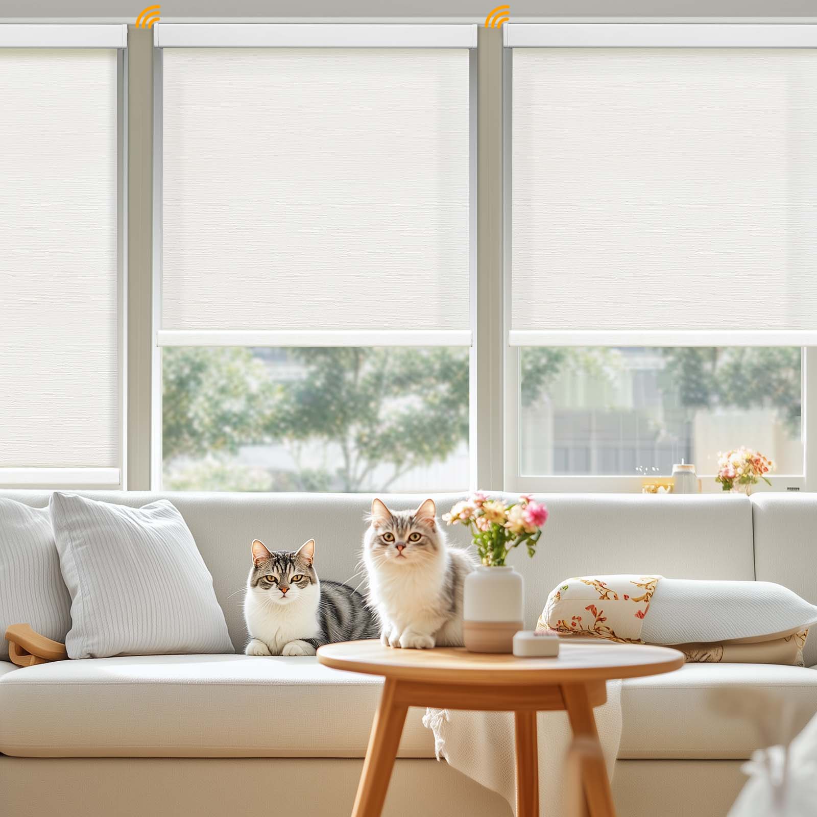 Keego MicroDim electric roller blinds Beige-42-5747
