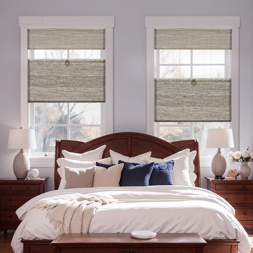 Keego Natural Fabric Roman Shades Cordless, TopDown BottomUp
