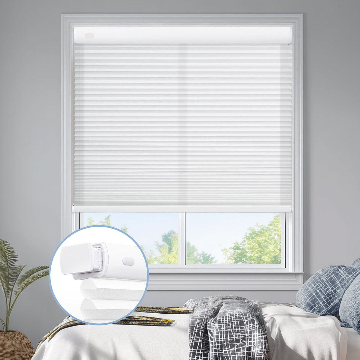 Keego Extra-Wide No-Drill Cellular Shades – Blackout, Top-Down‑Bottom-Up