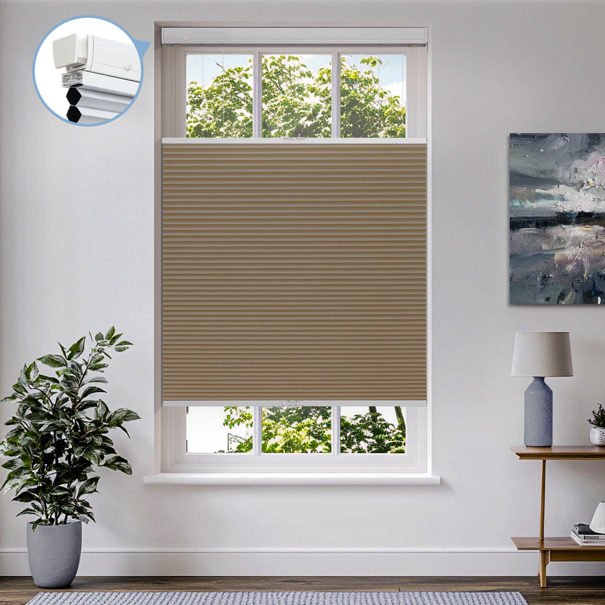 No-Drill Top-Down Bottom-Up Honeycomb Cellular Shades | Keego Blinds