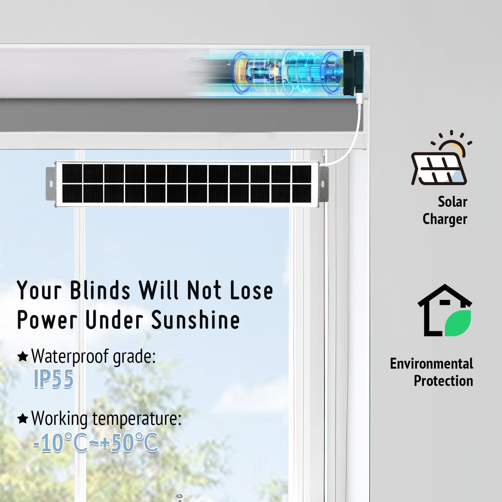 Keego Motorized Shades Solar Panel